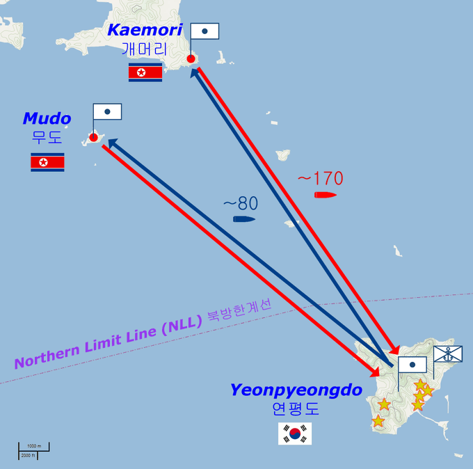 南韓軍方發現,北韓部署在邊境海岸線的砲兵部隊出現異常舉動,立刻宣布延坪島進入緊急狀態。 圖:翻攝自 @NOELreports X 帳號