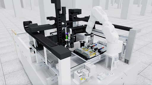 緯創團隊利用 Wistron Digital Twin（WiDT）平台來提高營運效率、將廠房配置規劃最佳化，以及訓練機器人與工作人員。   圖: 緯創/提供